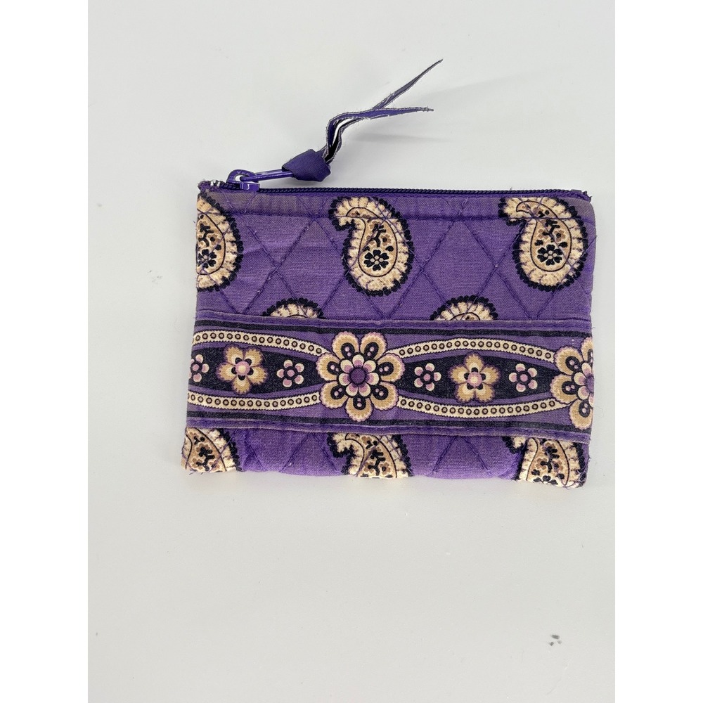 Vera Bradley Purple Paisley Ruffled Handbag Quilted Shoulder Tote Wallet Set - Picture 6 of 10